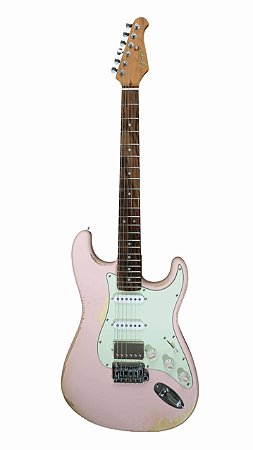 Guitarra Seizi Vintage Budokan Strato HSS Relic Shell Pink