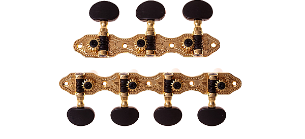 Tarraxa Rozini Violão 7 Corda Ra406gk7pg-a2b Preta e Dourada