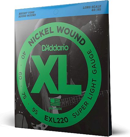 Encordoamento Para Baixo 4 Cordas D'Addario XL  40-95 EXL220