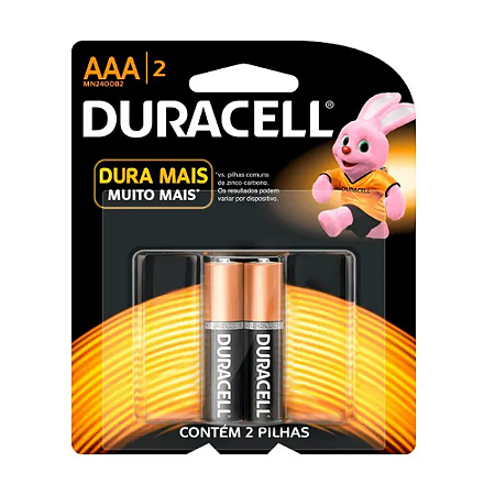 Pilha Alcalina Palito AAA MN2400 Duracell 2 Unidades