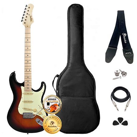 Kit Guitarra Stratocaster Tagima Classic Sunburst Completo