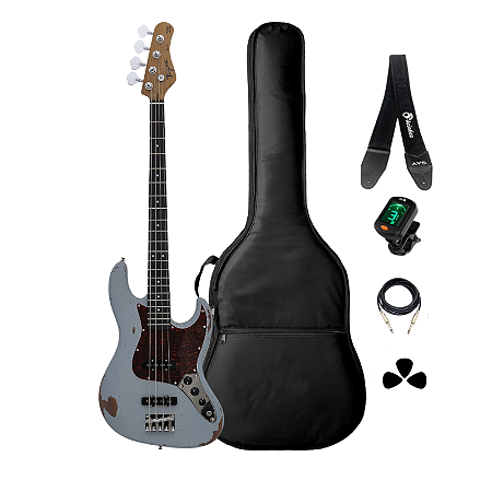 Kit Contrabaixo 4 Cordas Tagima TBA73 Vintage Relic Completo