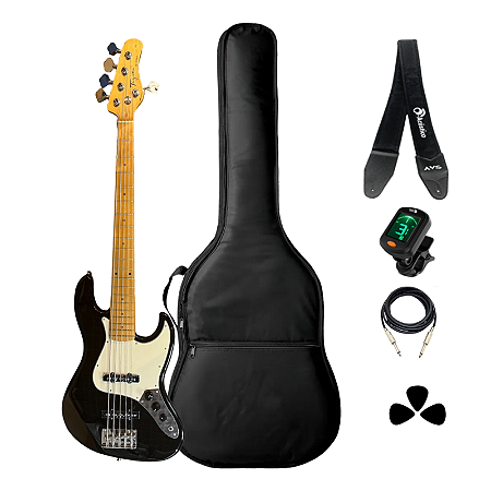 Kit Baixo Tagima Jazzbass 5 Corda TW73 BK Black + Acessórios