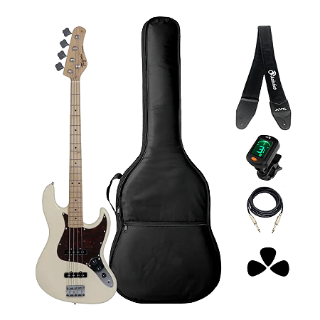 Kit Baixo 4 Corda Tagima TW-73OWH Olympic White + Acessórios