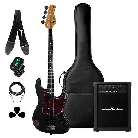 Kit Baixo Tagima TBA-73 Antique BK Acessórios + Amplificador