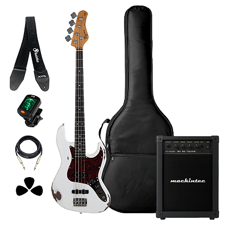 Kit Baixo Tagima TBA-73VW White Acessórios + Amplificador