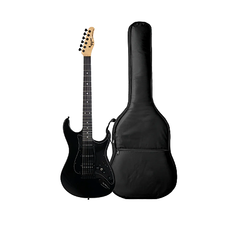 Kit Guitarra Tagima Stratocaster Duo Smart-S Black + Capa