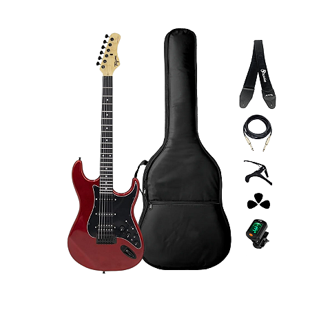 Kit Guitarra Tagima Strato Smart-S Candy Apple + Acessórios
