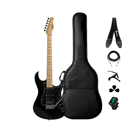 Kit Guitarra Tagima Superstrato Pro Stella BK + Acessórios