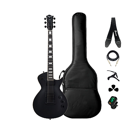 Kit Guitarra Tagima Les Paul Almach Black Satin + Acessórios