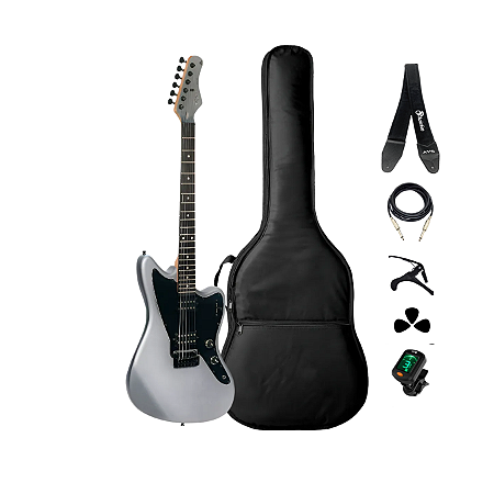 Kit Guitarra Jazzmaster Tagima TW62 MDSV Silver + Acessórios