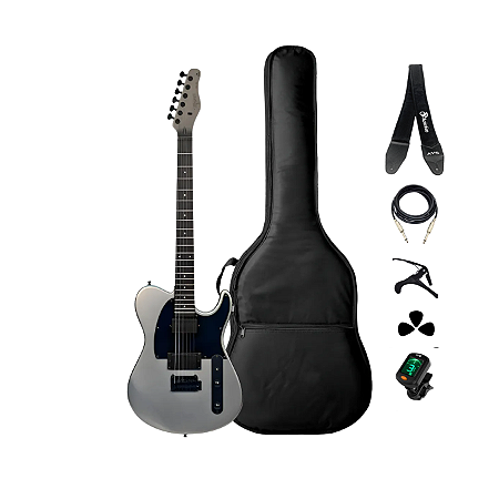 Kit Guitarra Telecaster Tagima TW-88MDSV Dark Silver Completo