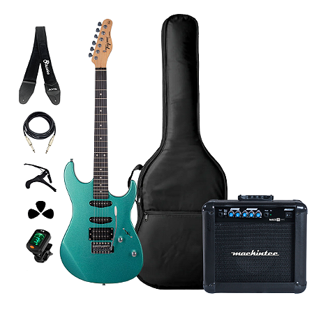 Kit Guitarra Tagima TG510 Surf Green Acessórios Amplificador