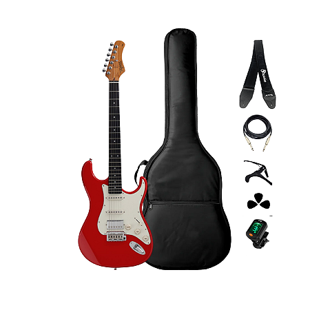 Kit Guitarra Strato Tagima T-640 Super Fiesta Red Completo
