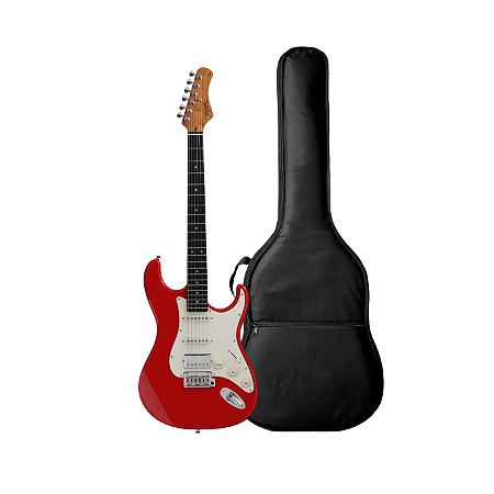 Kit Guitarra Tagima Strato T-640 FR HSS Fiesta Red + Capa