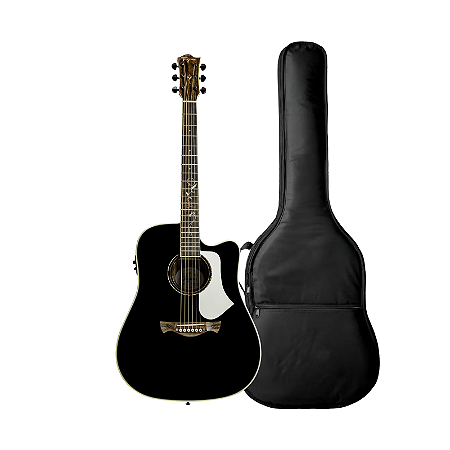 Kit Violão Folk Tagima Florens FS-200 Cedro Solid Aço + Capa