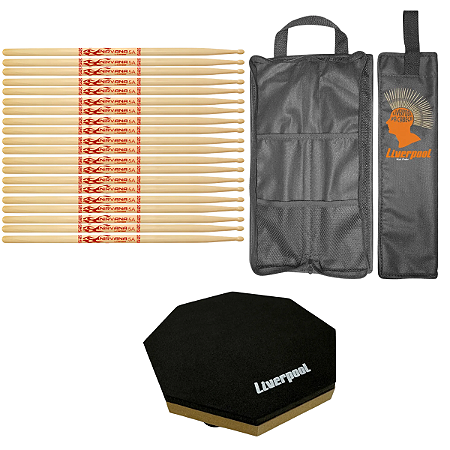 10 Pares Baqueta Liverpool Nirvana Eco Bio 5a Ni5am + Bag  + Pad