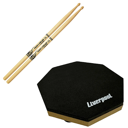 Par de Baquetas Bateria Liverpool Nirvana 7A + Pad de Estudo