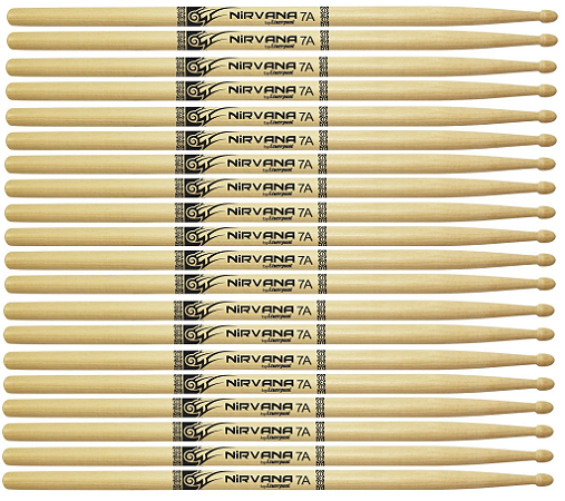 10 Pares de Baquetas Bateria Liverpool Nirvana Eco 7A Marfim