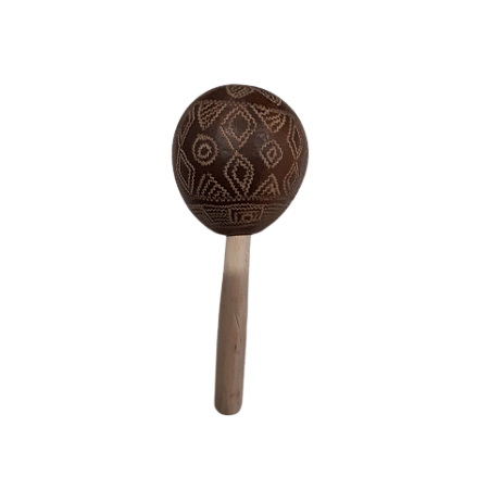 Maraca Chocalho Indígenas Cabaça Artesanal Marrom Pequeno