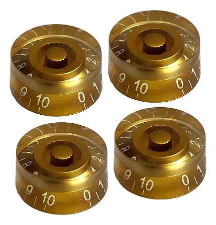 Kit 4 Unidades Knob Les Paul Reto Vintage Gold Strinberg