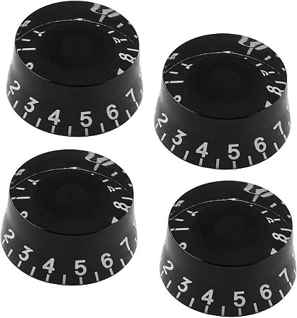 Kit 4 Knob Preto Dourado Para Guitarra Baixo Les Paul Sg Prs