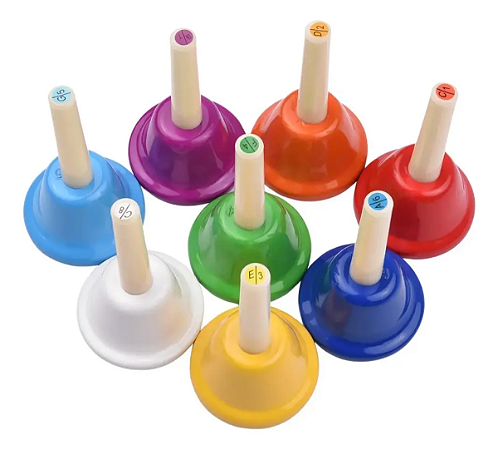 Sinos de Mão 7,5cm Musicais Infantil Colorido Liverpool