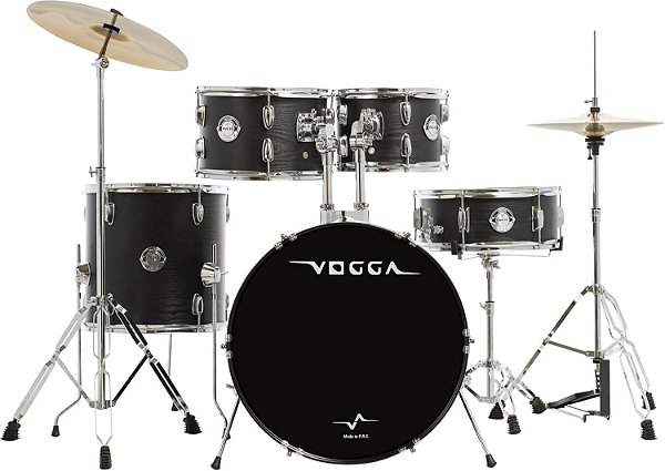 Bateria Acústica Vogga Pulse VPD220 Matte Black Com Pratos
