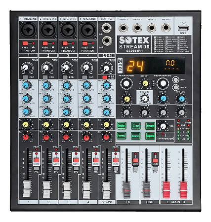 Mesa De Som Analógica 6 Canais Sotex Se0604ph