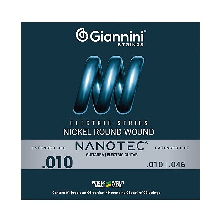 Encordoamento Para Guitarra Giannini Nanotec .010 Geegst10Pn
