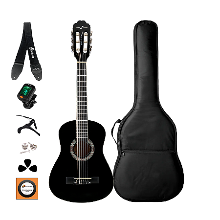 Kit Violão Clássico Infantil Vogga Nylon 1/4 VCN30BK Preto + Acessórios