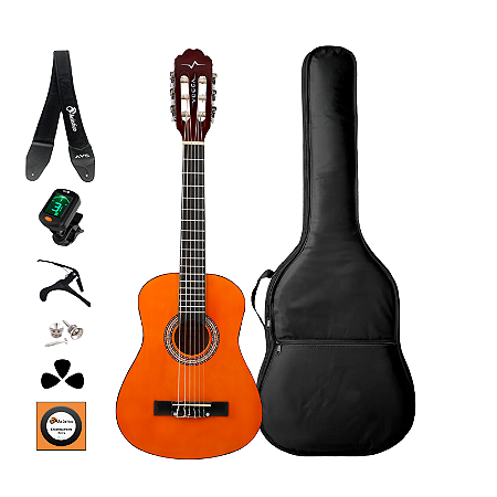 Kit Violão Infantil Vogga Nylon 1/4 VCN30NO Natural + Acessórios