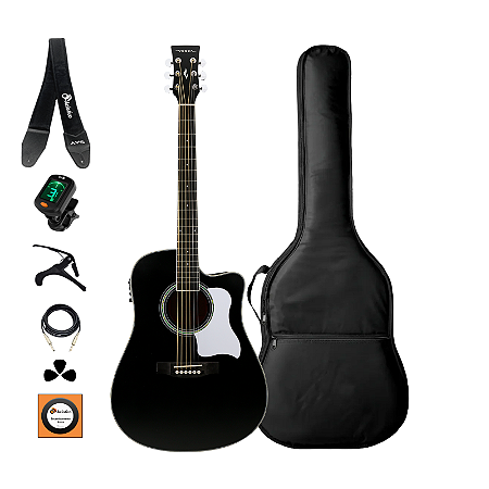 Kit Violão Folk Elétrico Vogga Audience Vcs260 Aço + Acessórios