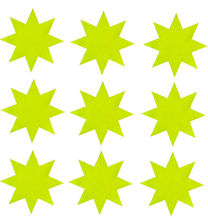Cartela Adesivo Gaffer Fluorescente Amarelo 9 Un 7x7cm Tesa