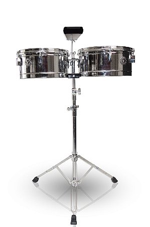 Timbales Em Aço 13/14 Suporte e Cowbell Bauer Torelli KTB248