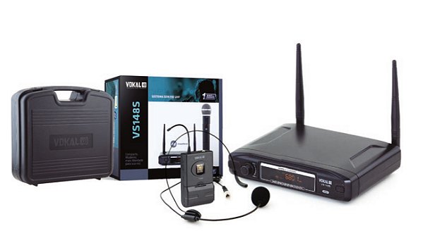 Microfone Sem Fio Cabeça Headset Vokal Vs148sh 48 Frequencia