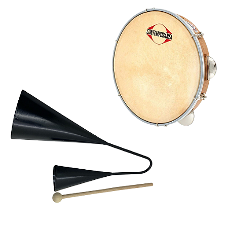 Pandeiro Contemporânea Light Pele Couro 10"+ Agogô Liverpool