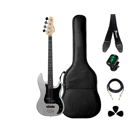 Kit Baixo Giannini Performance 4 Cordas Silver + Acessórios