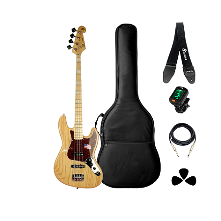 Kit Contrabaixo SX JB 4C Tortoise Natural SJB75 + Acessórios