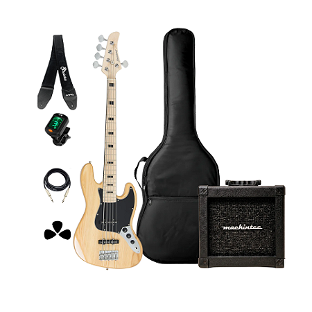 Kit Baixo Strinberg JB 5 Corda NA JBS55 + Acessórios + Ampli