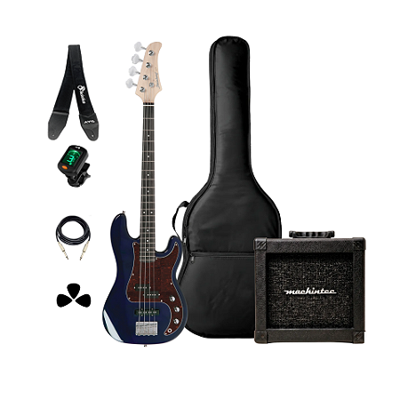 Kit Baixo Strinberg Precision PBS40 Azul + Acessórios + Ampli