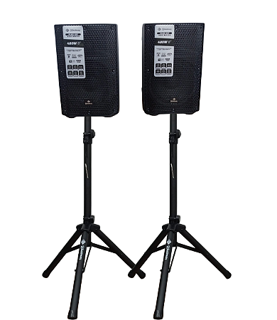 Par Caixas Som Pró 8" Ativa/Passiva Waldman FK-420 + Suporte FK-STMAXX