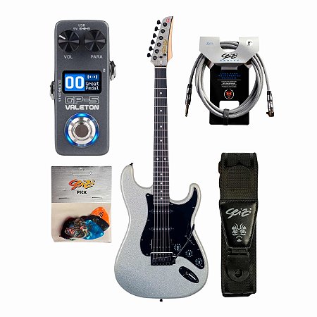 Kit Guitar Strato Seizi Musashi Fun Lighter Silver Sparkle