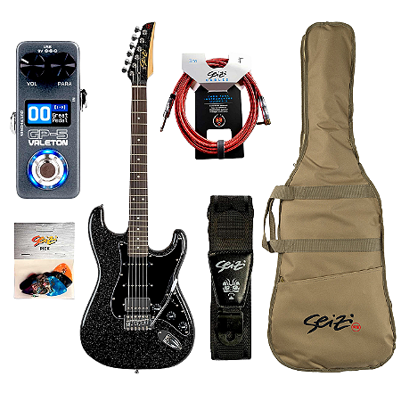 Kit Guitarra Strato Seizi Musashi Fun HSS PH Black Sparkle