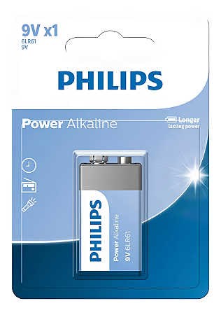 Bateria Alcalina 9v Philips 6lr61 1 Unidade