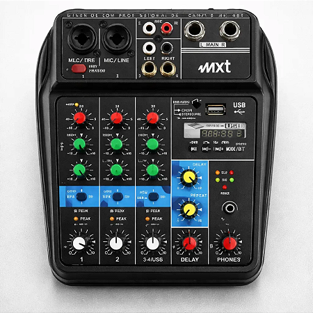 Mesa de Som BT Mxt 4 Canais Com Efeitos Mx-4bt Com Mixer