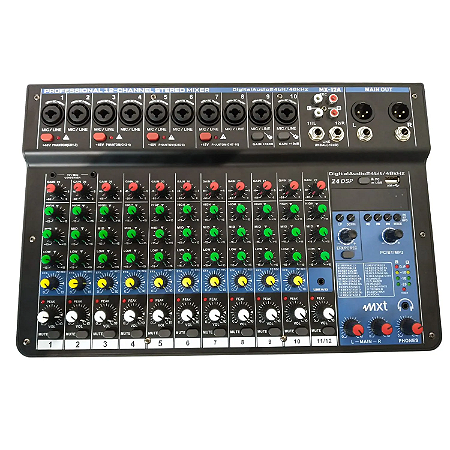 Mesa de Som Analógica MXT MX-12A de 12 Canais C/ Efeitos BT