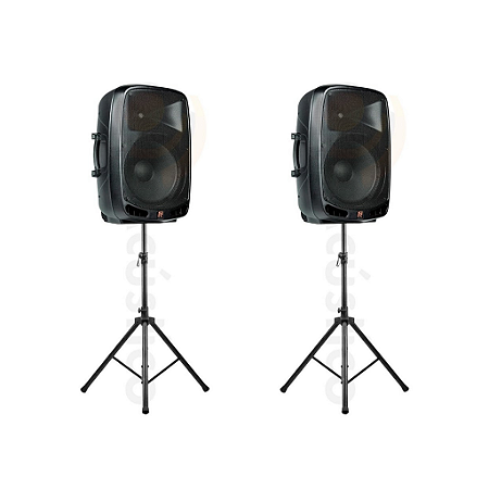 Kit 2 Caixas De Som BT Ativa Staner 200W USB E Tripé PS 1501
