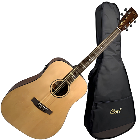 Violão Folk Eletroacústico Cort Earth 60f Op Com Capa Aço