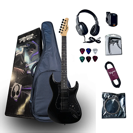 Kit Guitarra Tagima Box Duo Smart Preta + Acessórios Pronto Para Tocar